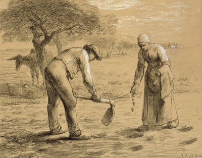 Peasants planting potatoes by Jean Francois Millet